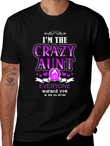 Camiseta Negra Crazy Aunt para Mujer