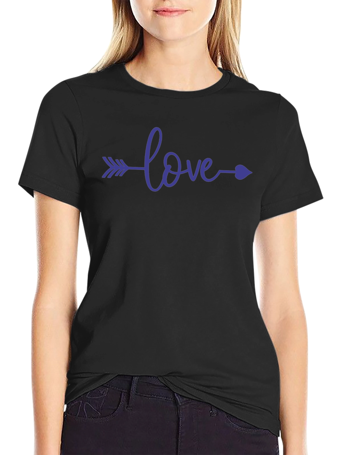 Camiseta Negra con Diseño Love Flecha