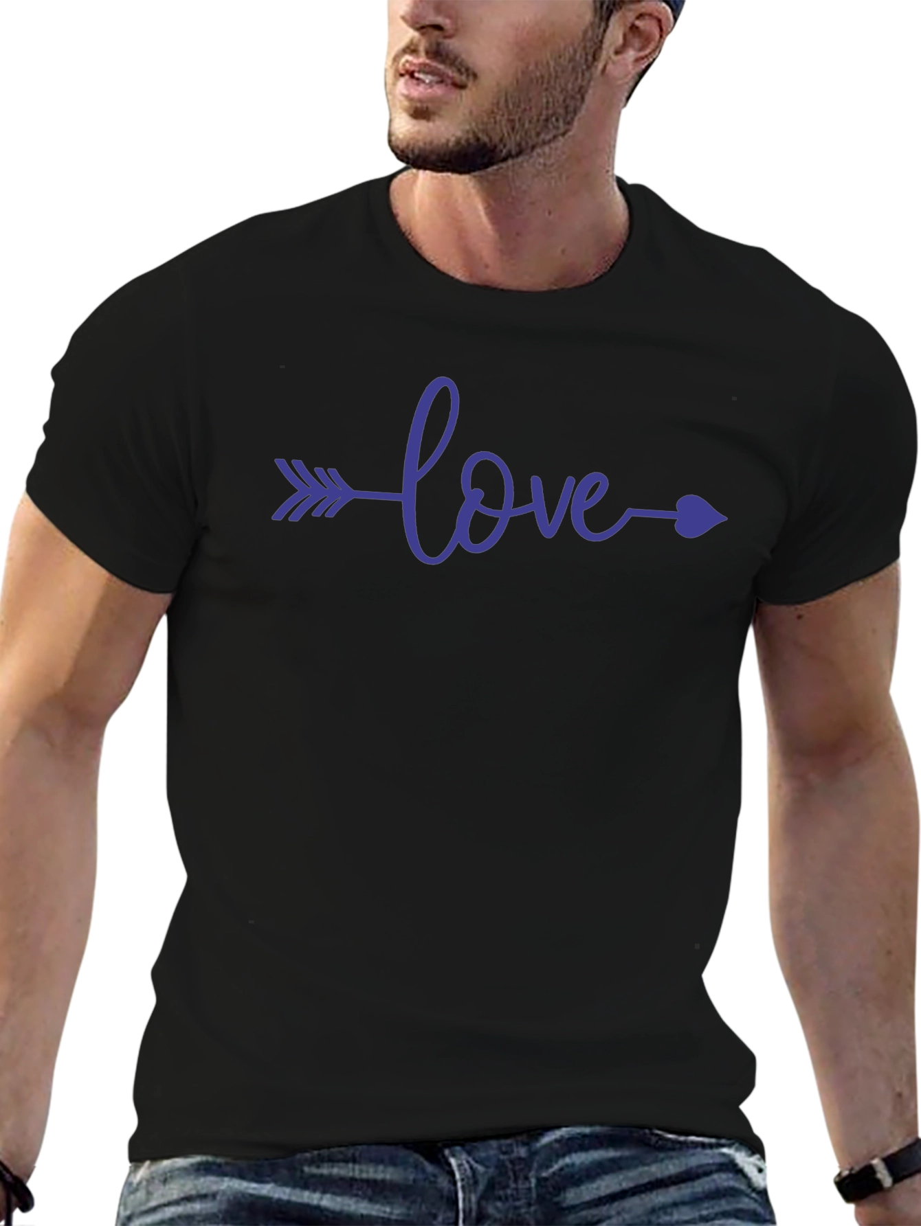 Camiseta Negra con Diseño Love Flecha