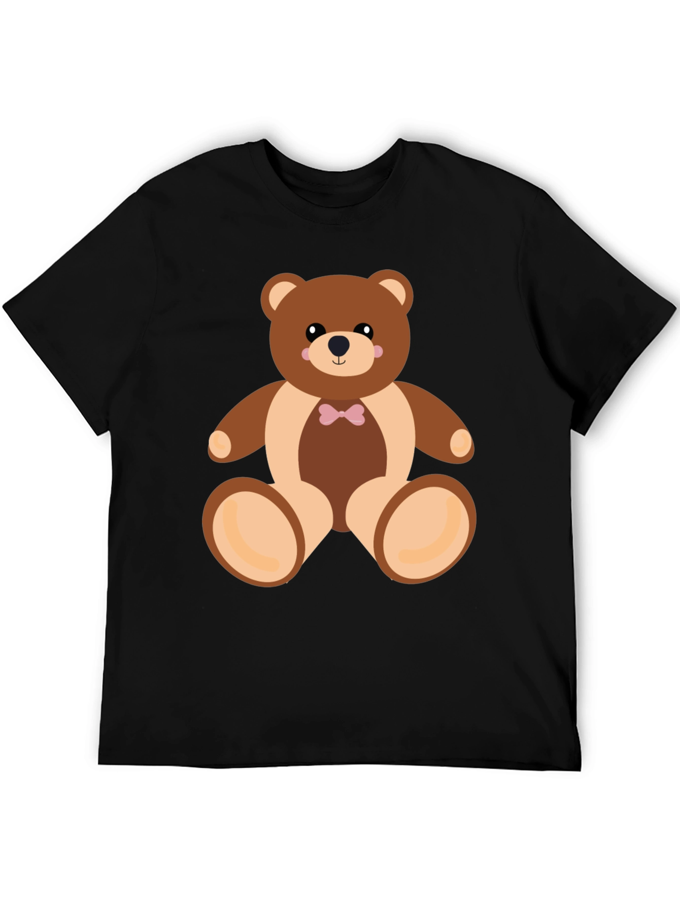Camiseta Negra con Diseño de Oso de Peluche