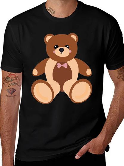 Camiseta Negra con Diseño de Oso de Peluche