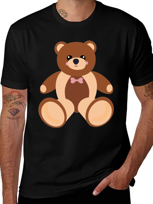 Camiseta Negra con Diseño de Oso de Peluche