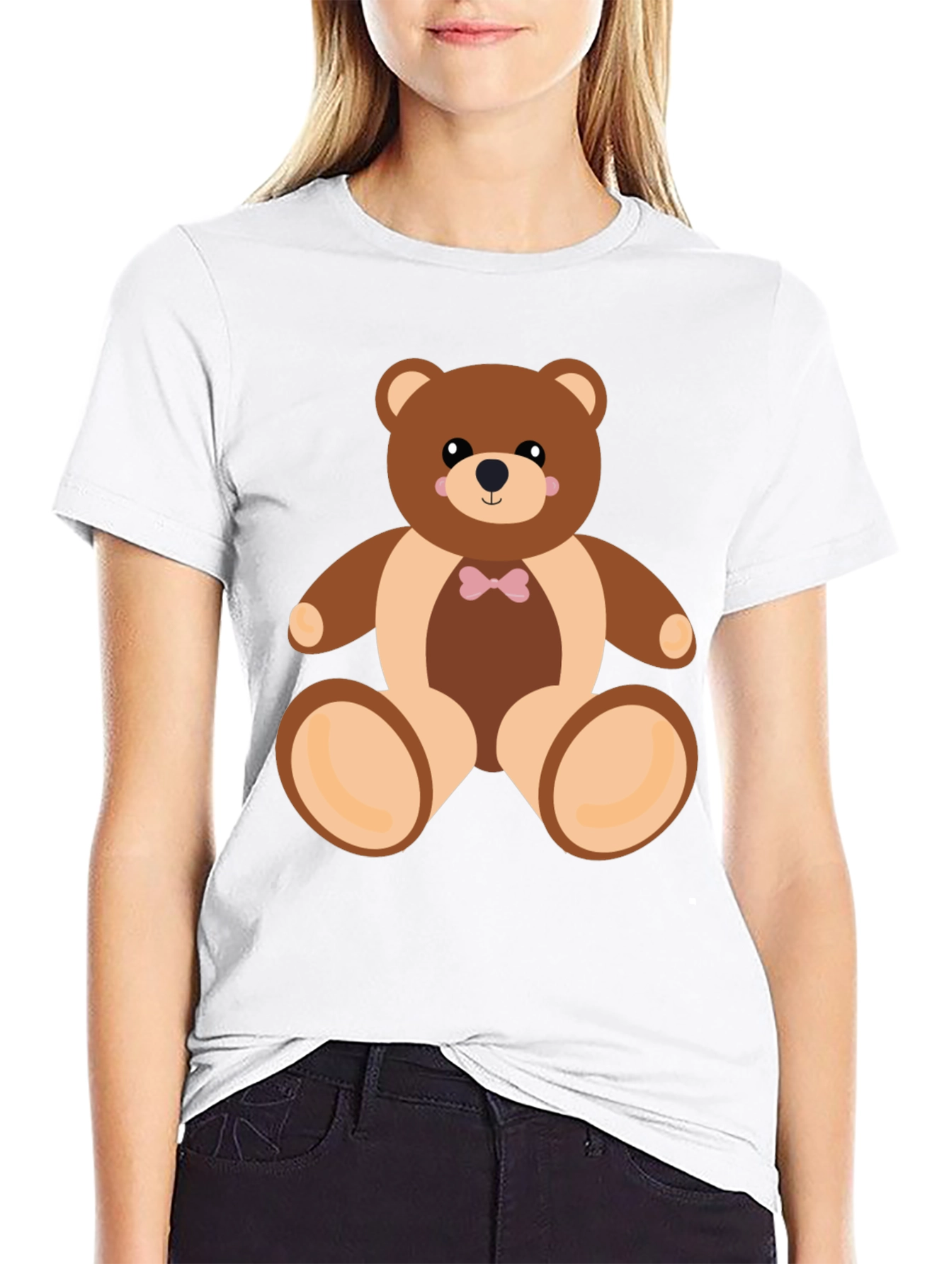 Camiseta Negra con Diseño de Oso de Peluche