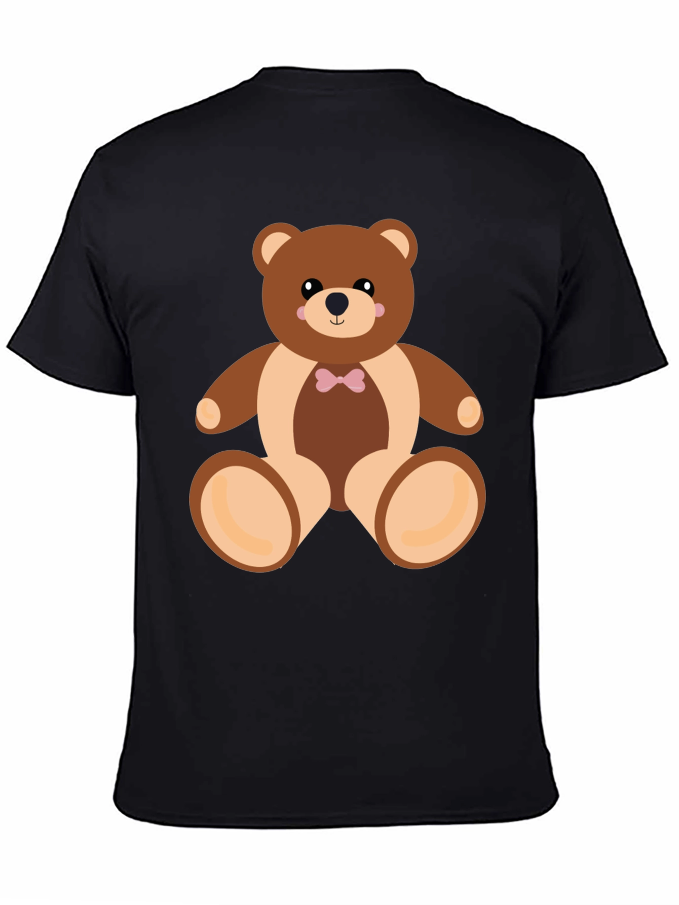 Camiseta Negra con Diseño de Oso de Peluche