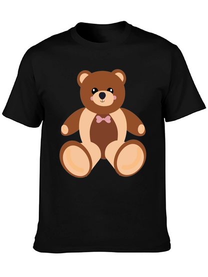 Camiseta Negra con Diseño de Oso de Peluche