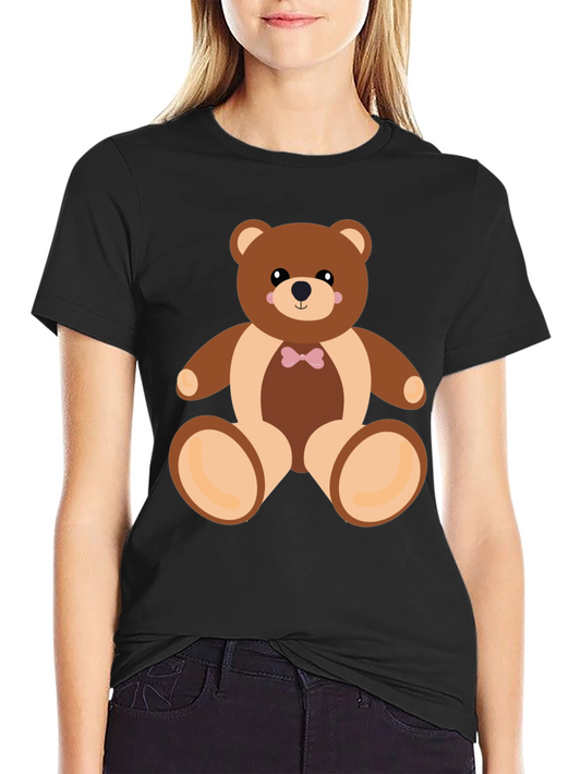 Camiseta Negra con Diseño de Oso de Peluche