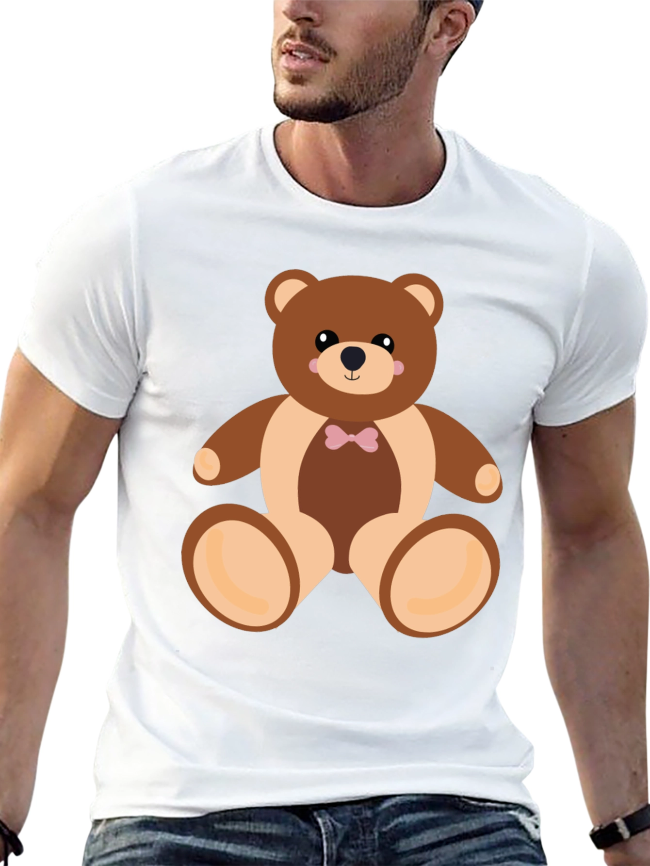 Camiseta Negra con Diseño de Oso de Peluche