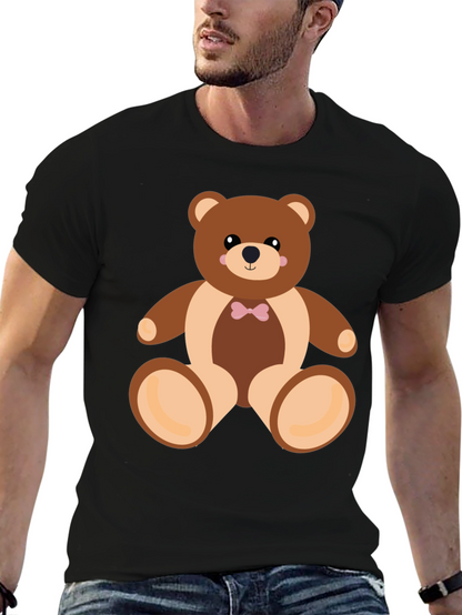 Camiseta Negra con Diseño de Oso de Peluche