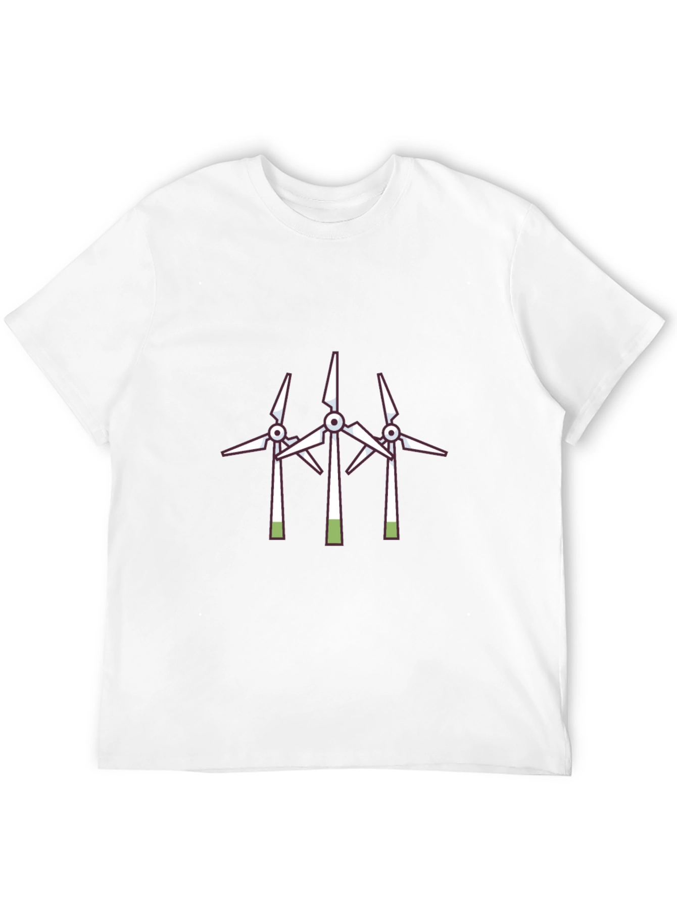 Camiseta Negra con Diseño de Molinos Eólicos