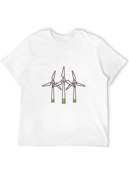 Camiseta Negra con Diseño de Molinos Eólicos