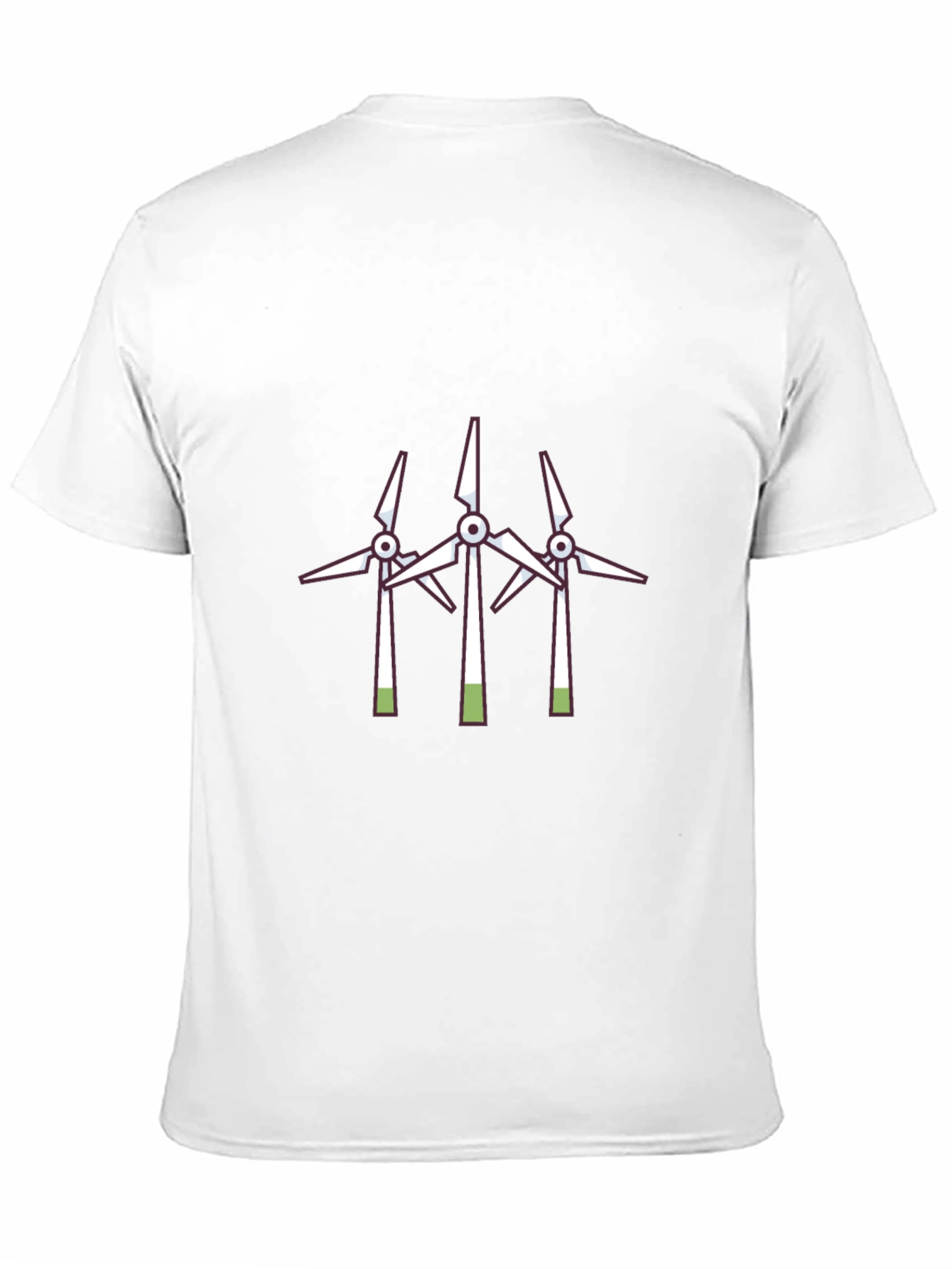 Camiseta Negra con Diseño de Molinos Eólicos