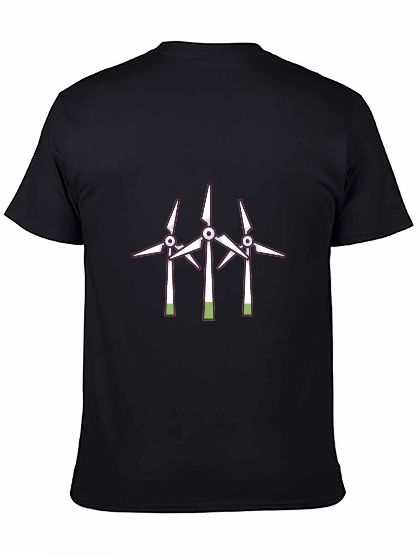 Camiseta Negra con Diseño de Molinos Eólicos