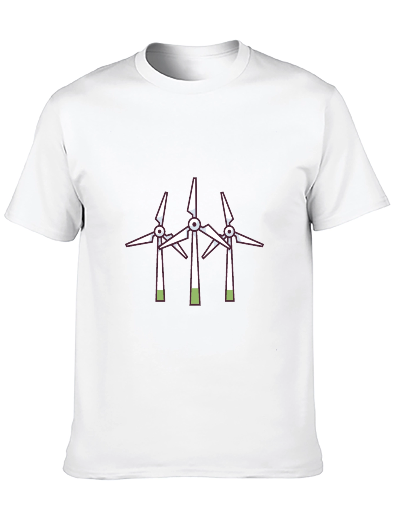 Camiseta Negra con Diseño de Molinos Eólicos
