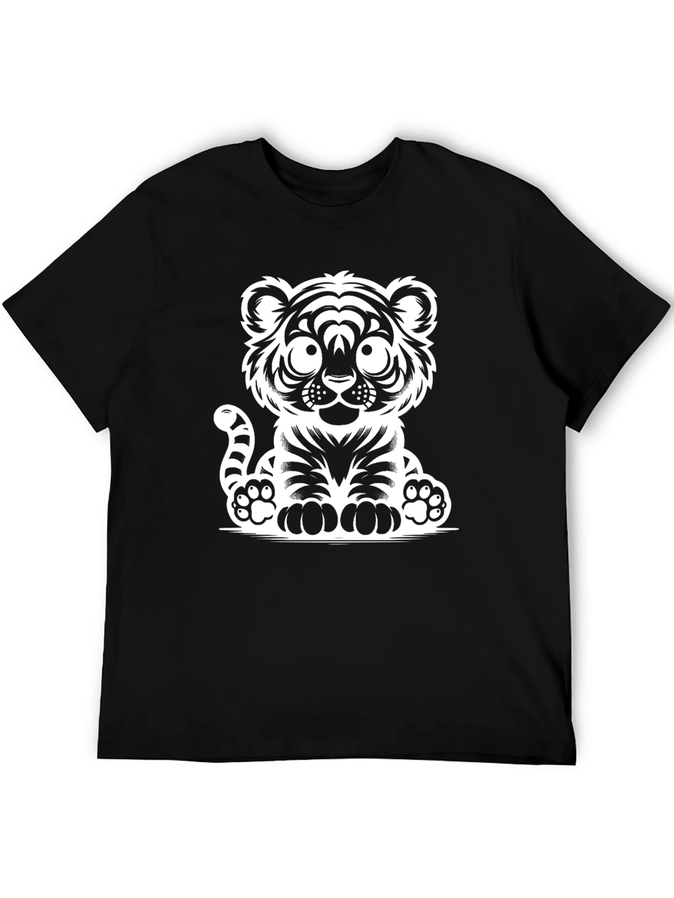 Camiseta Negra con Diseño de Tigre Adorable