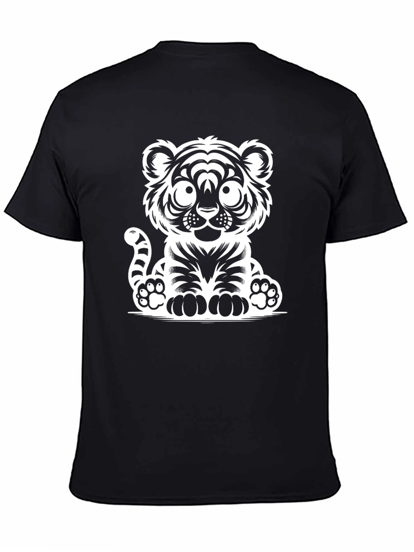 Camiseta Negra con Diseño de Tigre Adorable