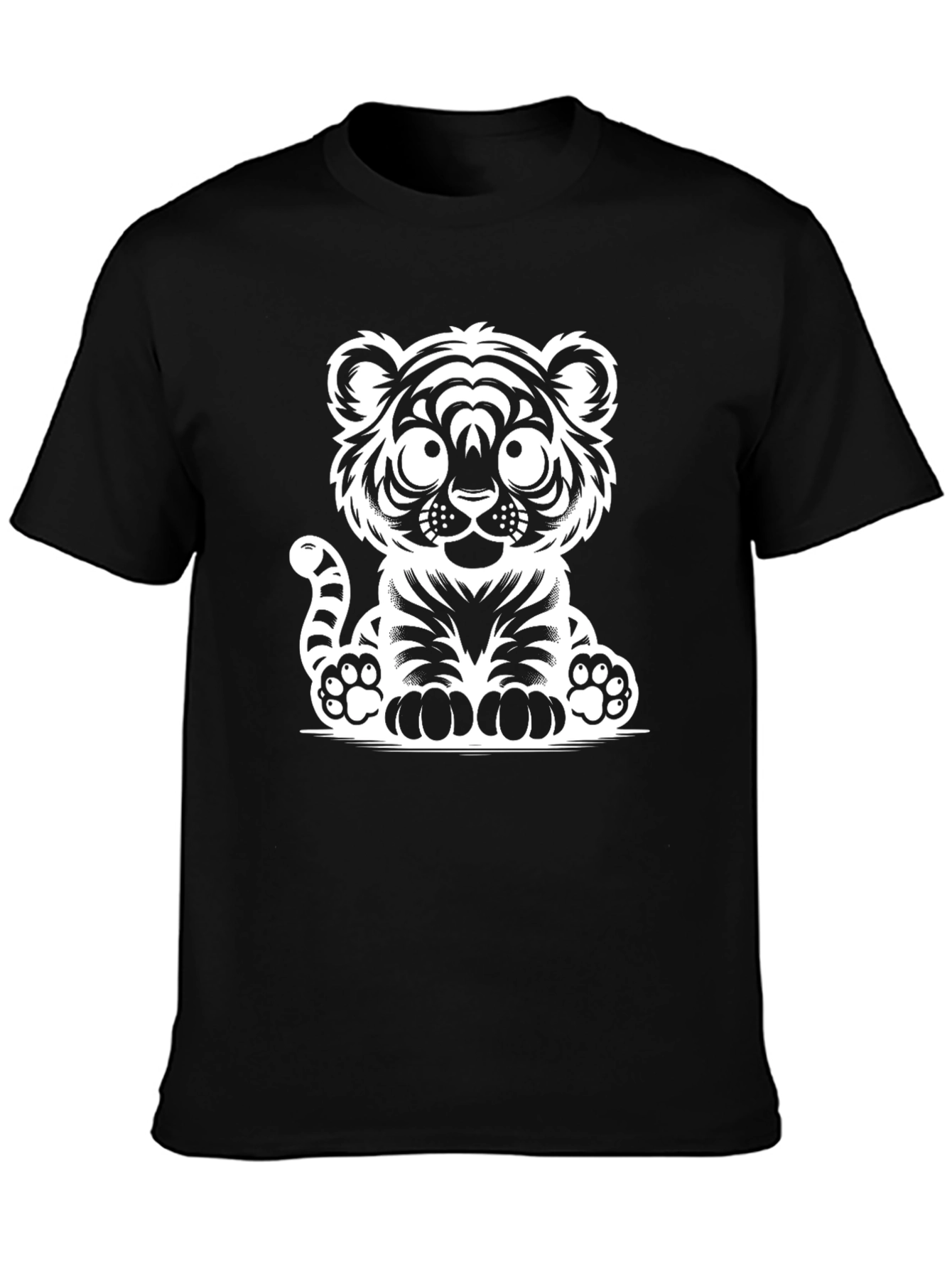 Camiseta Negra con Diseño de Tigre Adorable