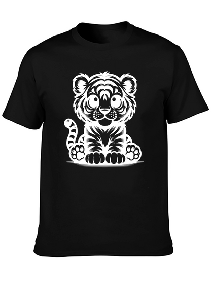 Camiseta Negra con Diseño de Tigre Adorable