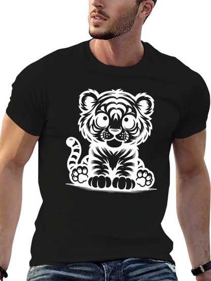 Camiseta Negra con Diseño de Tigre Adorable