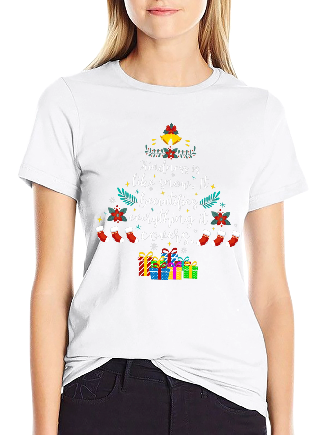 Camiseta Navideña: Kindness is like snow...
