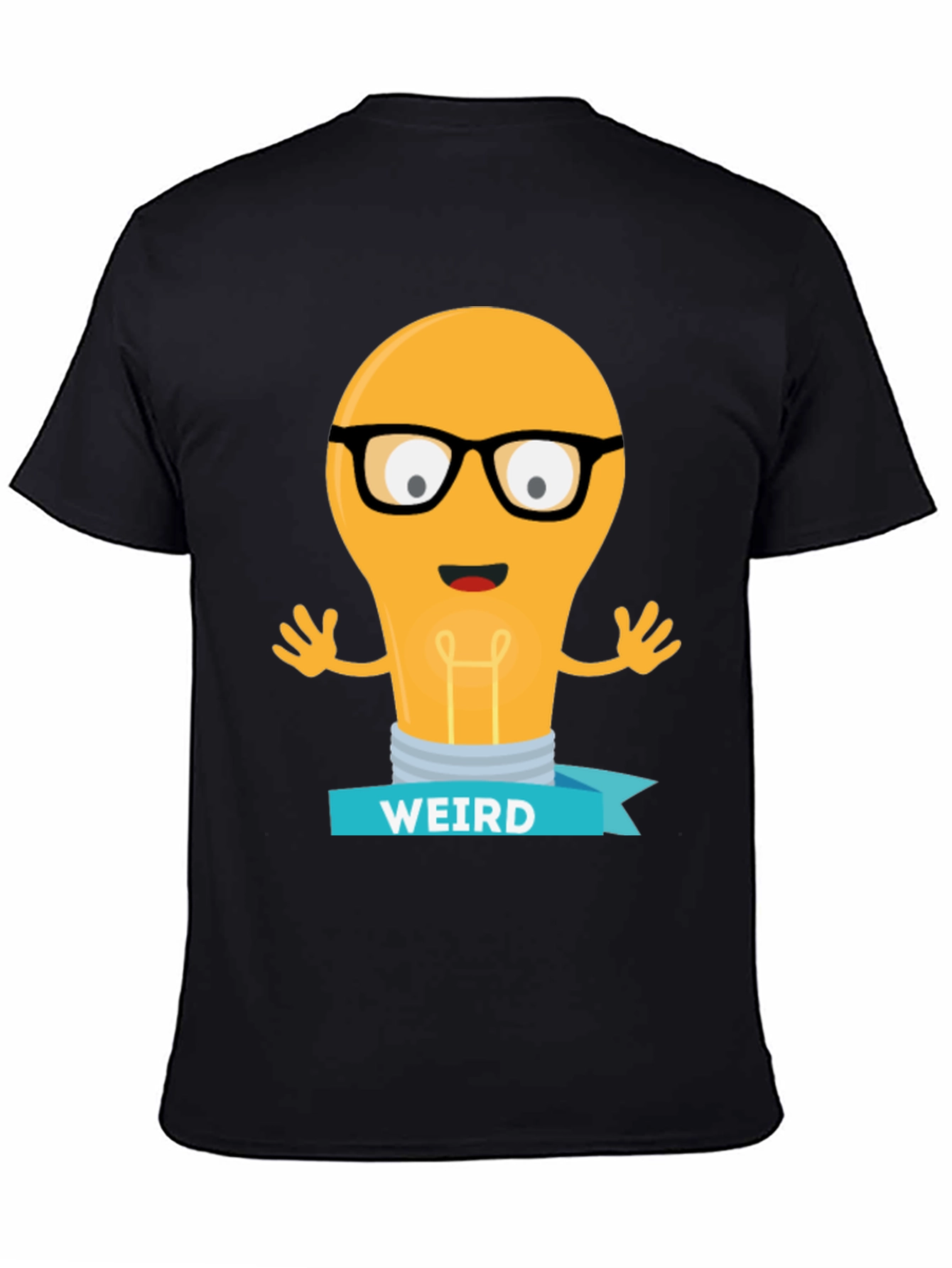 Camiseta Negra con Diseño de Bombilla Raro
