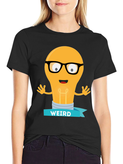 Camiseta Negra con Diseño de Bombilla Raro