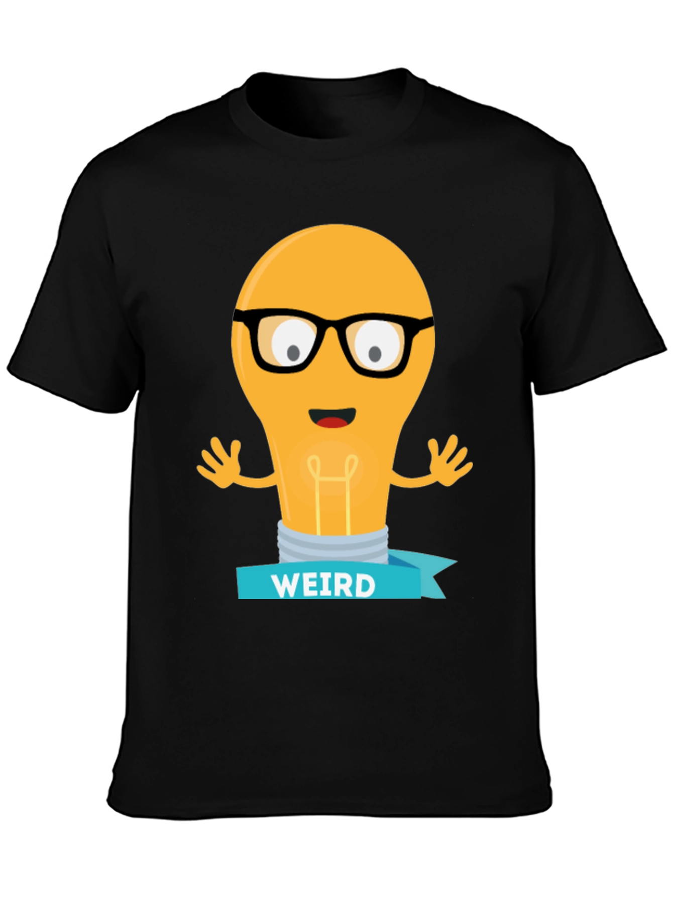Camiseta Negra con Diseño de Bombilla Raro