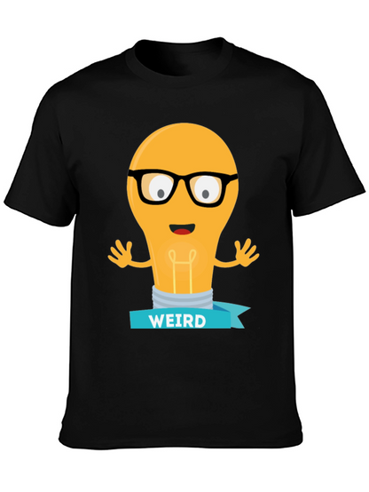 Camiseta Negra con Diseño de Bombilla Raro
