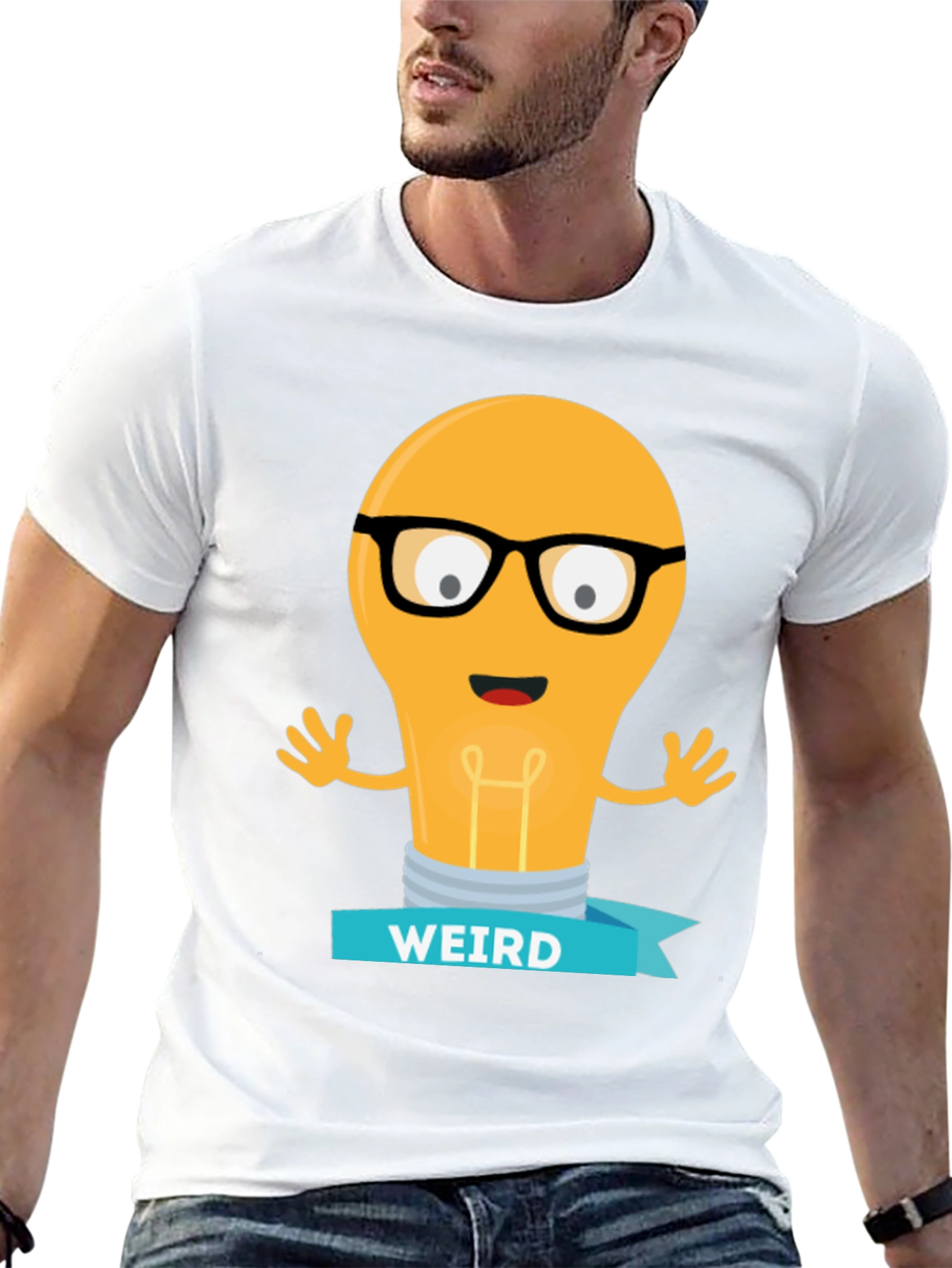 Camiseta Negra con Diseño de Bombilla Raro