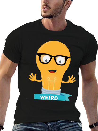 Camiseta Negra con Diseño de Bombilla Raro