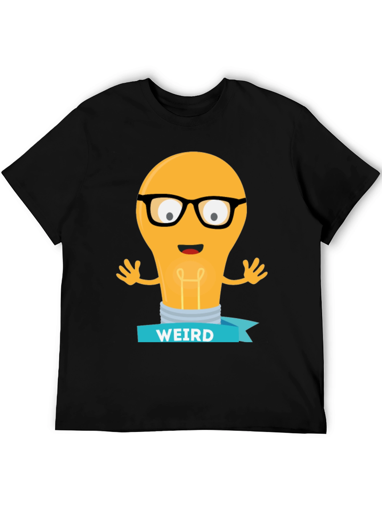 Camiseta Negra con Diseño de Bombilla Raro