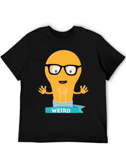 Camiseta Negra con Diseño de Bombilla Raro