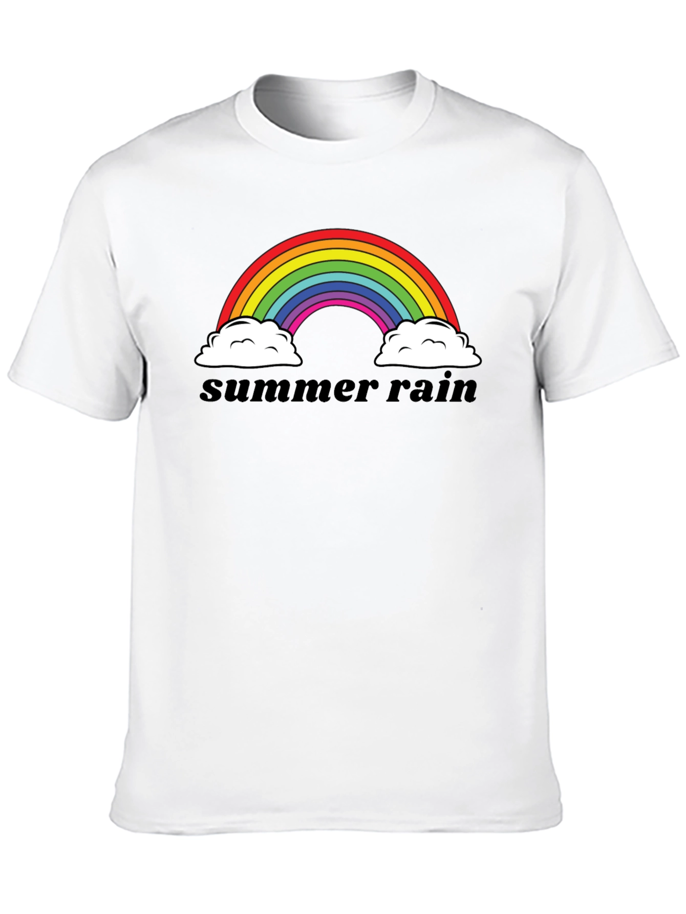 Camiseta Negra Summer Rain Arcoíris Algodón