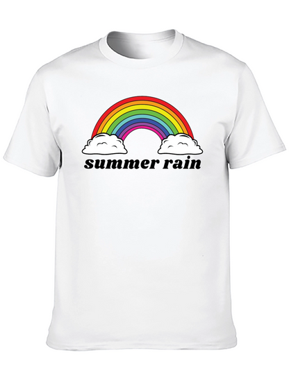 Camiseta Negra Summer Rain Arcoíris Algodón