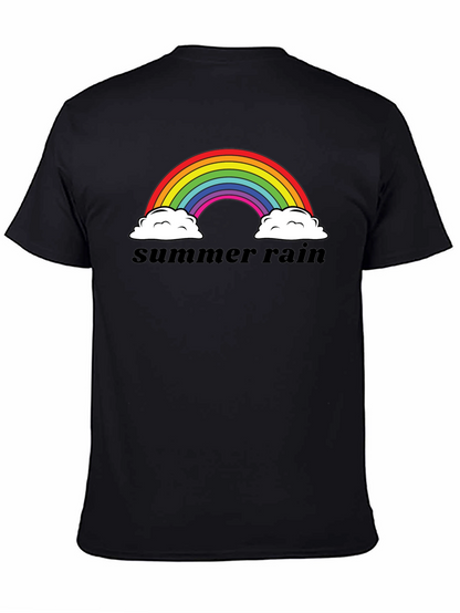 Camiseta Negra Summer Rain Arcoíris Algodón