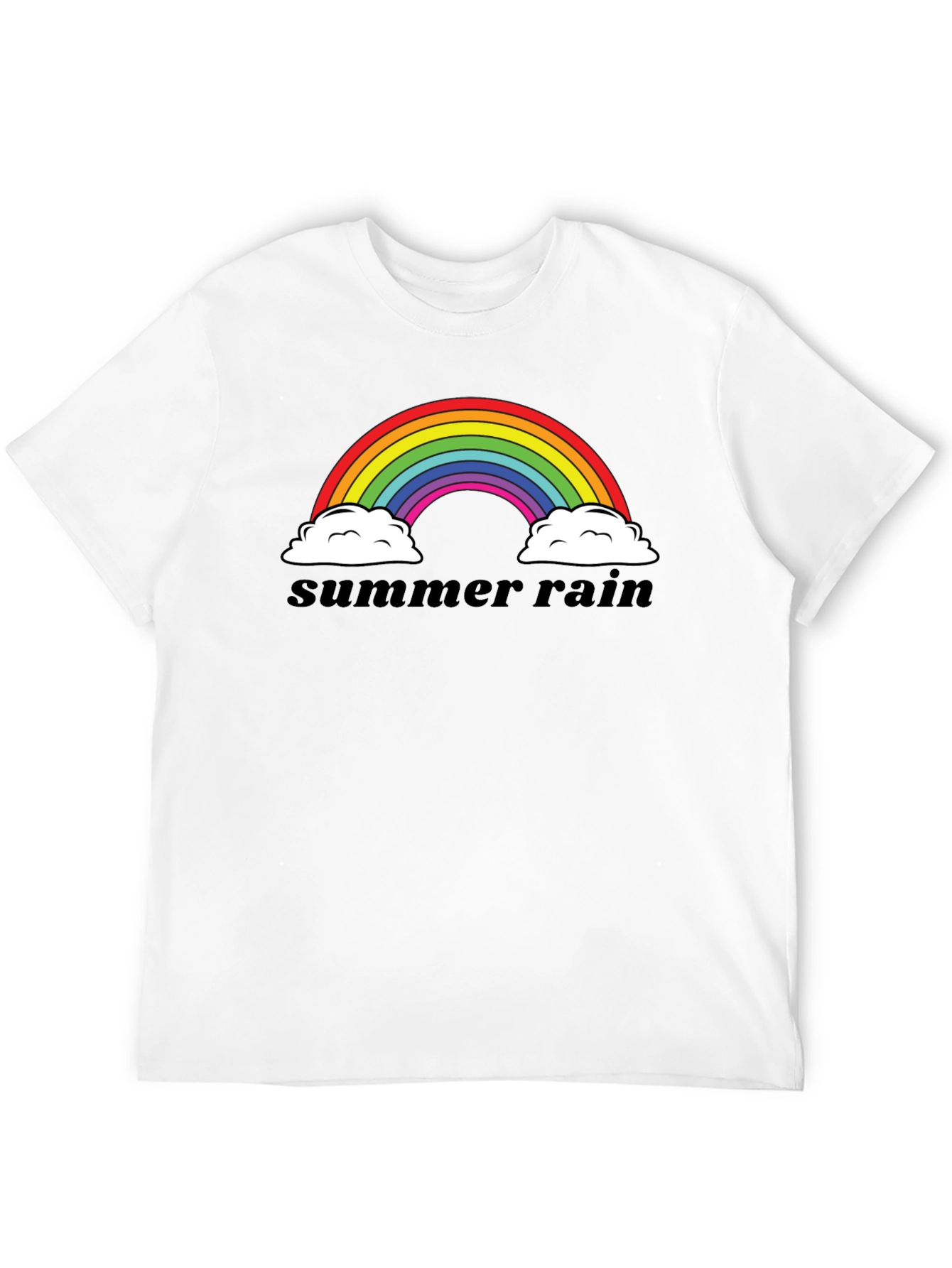 Camiseta Negra Summer Rain Arcoíris Algodón