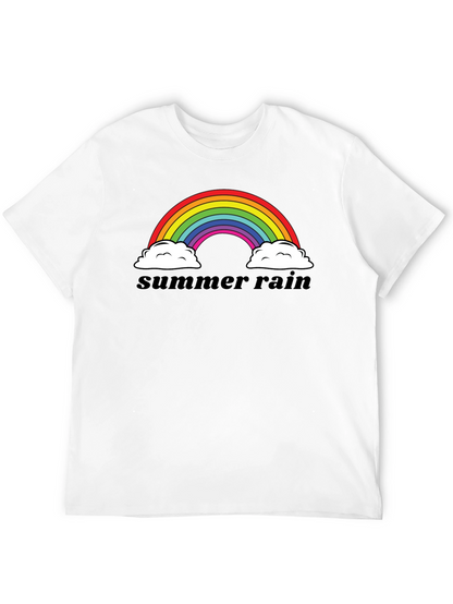 Camiseta Negra Summer Rain Arcoíris Algodón