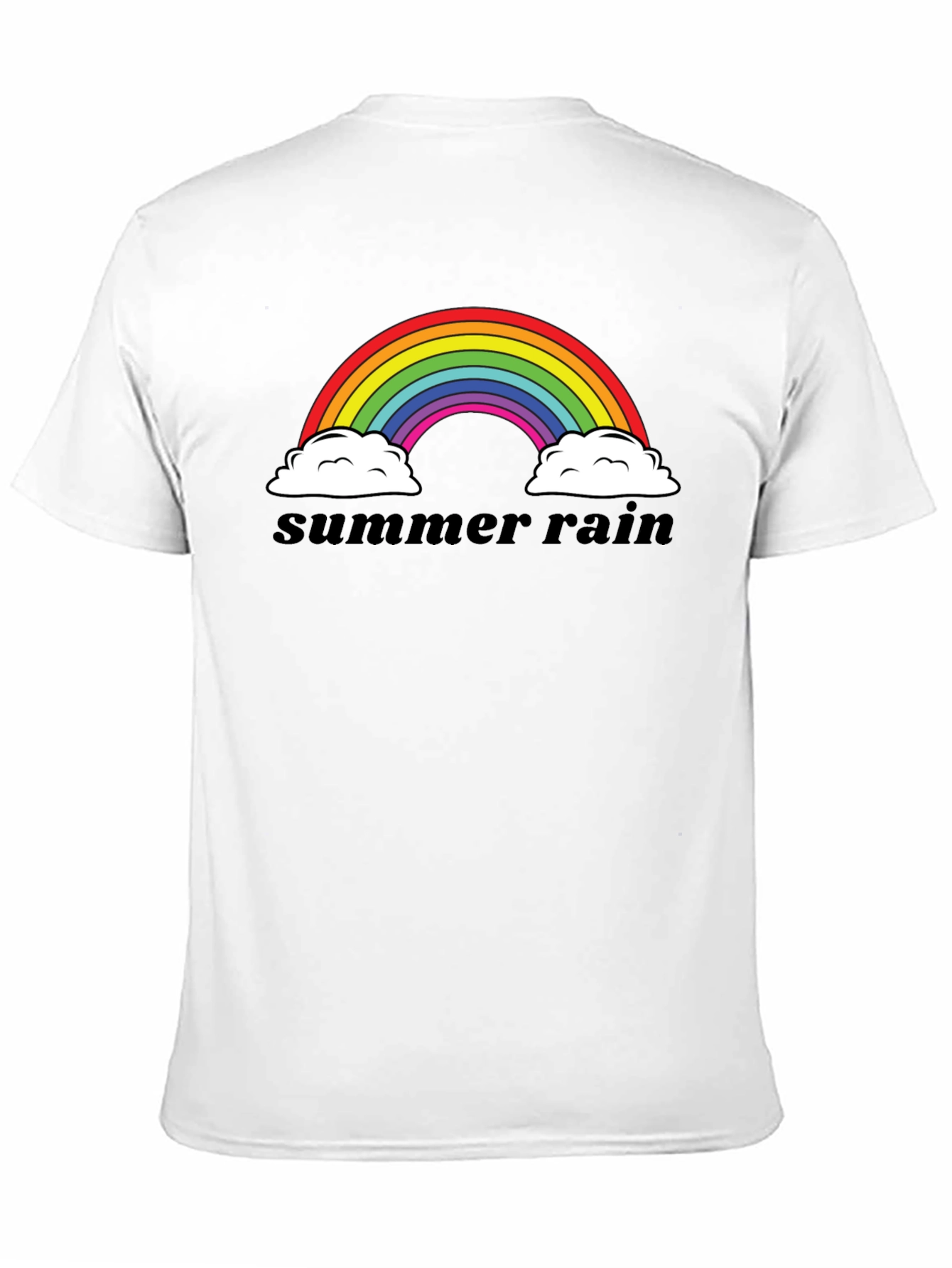 Camiseta Negra Summer Rain Arcoíris Algodón