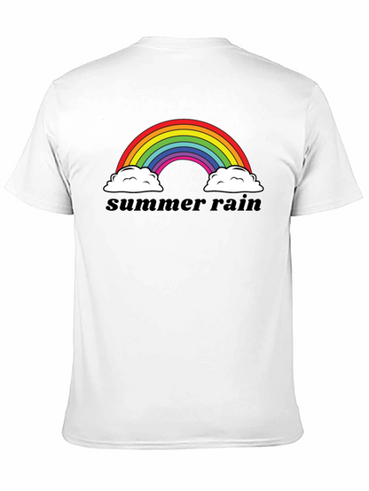 Camiseta Negra Summer Rain Arcoíris Algodón