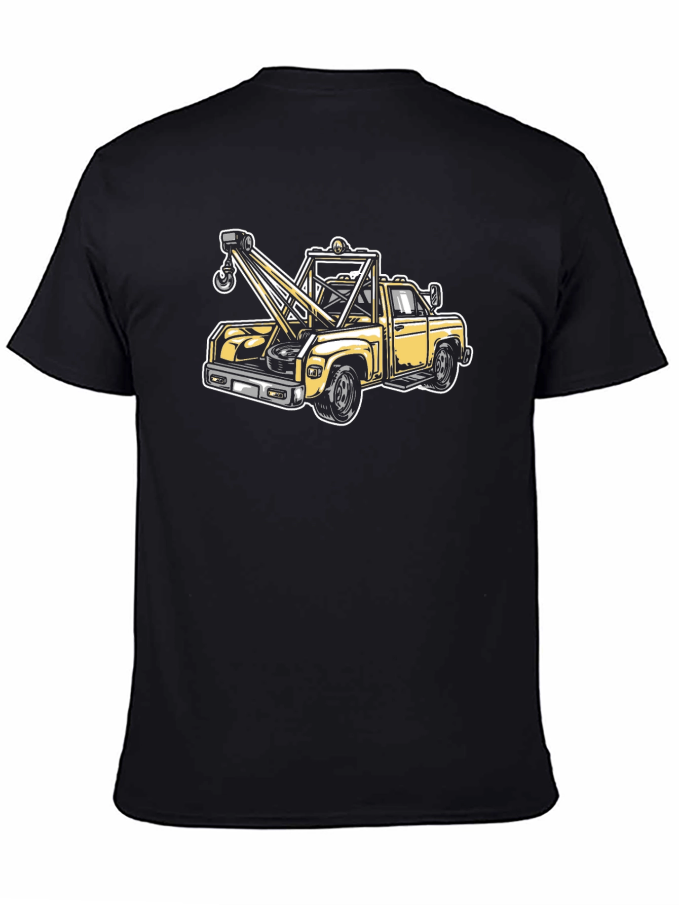 Camiseta Negra con Diseño de Grúa Clásica