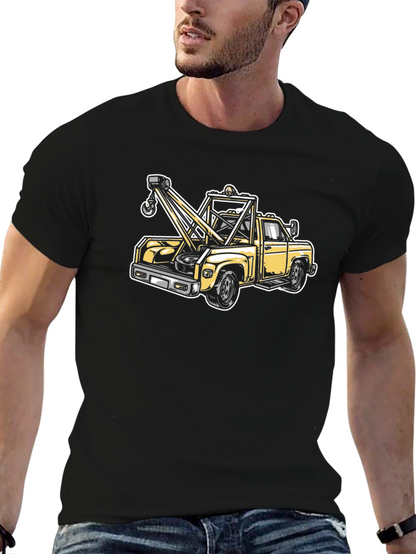 Camiseta Negra con Diseño de Grúa Clásica