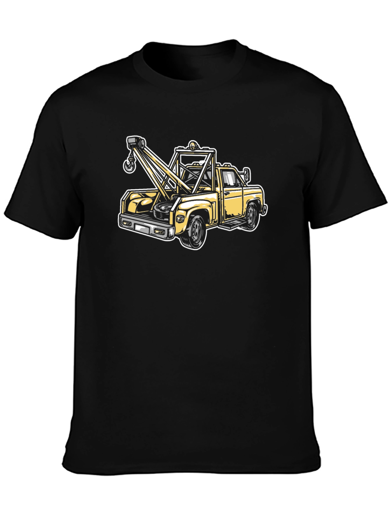 Camiseta Negra con Diseño de Grúa Clásica