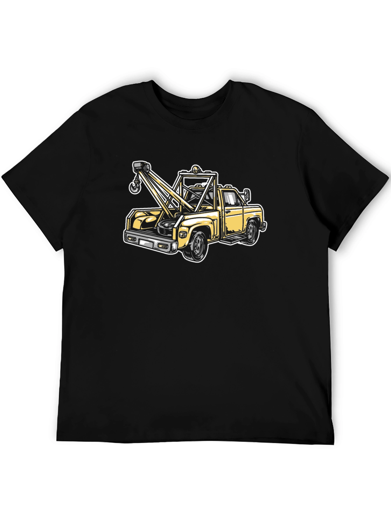 Camiseta Negra con Diseño de Grúa Clásica