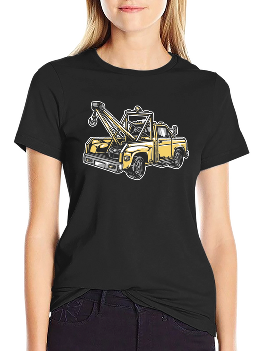 Camiseta Negra con Diseño de Grúa Clásica