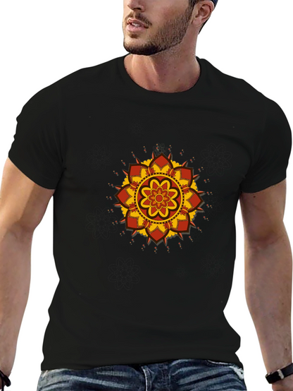 Camiseta Negra con Mandala Floral
