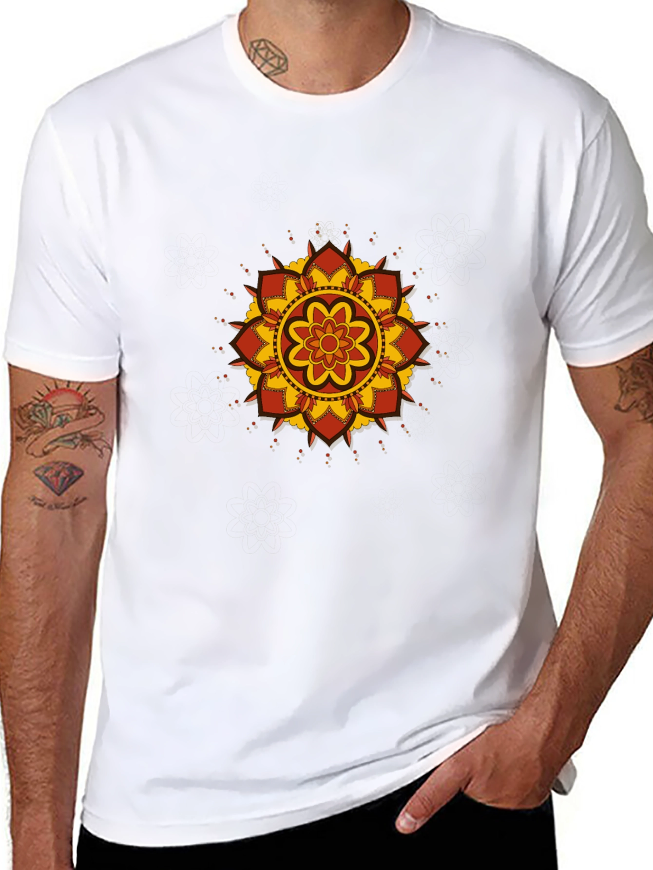 Camiseta Negra con Mandala Floral