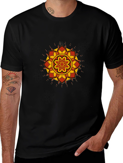 Camiseta Negra con Mandala Floral