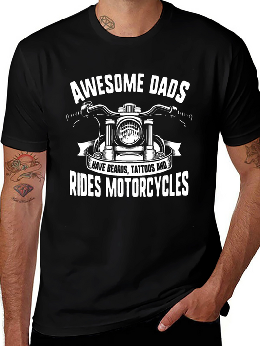 Camiseta Negra Awesome Dads Motociclistas Tatuados
