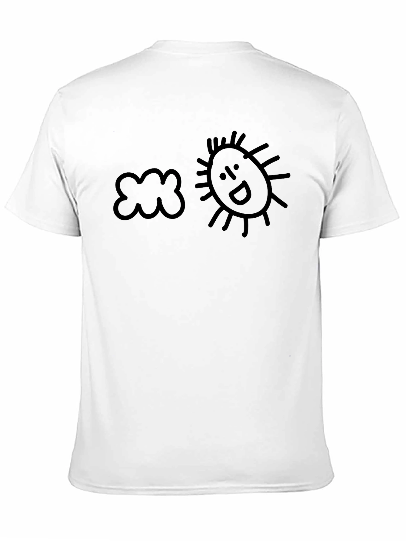 Camiseta Negra Sol y Nube Estilo Doodle