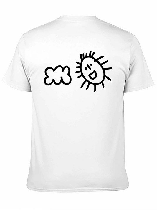 Camiseta Negra Sol y Nube Estilo Doodle
