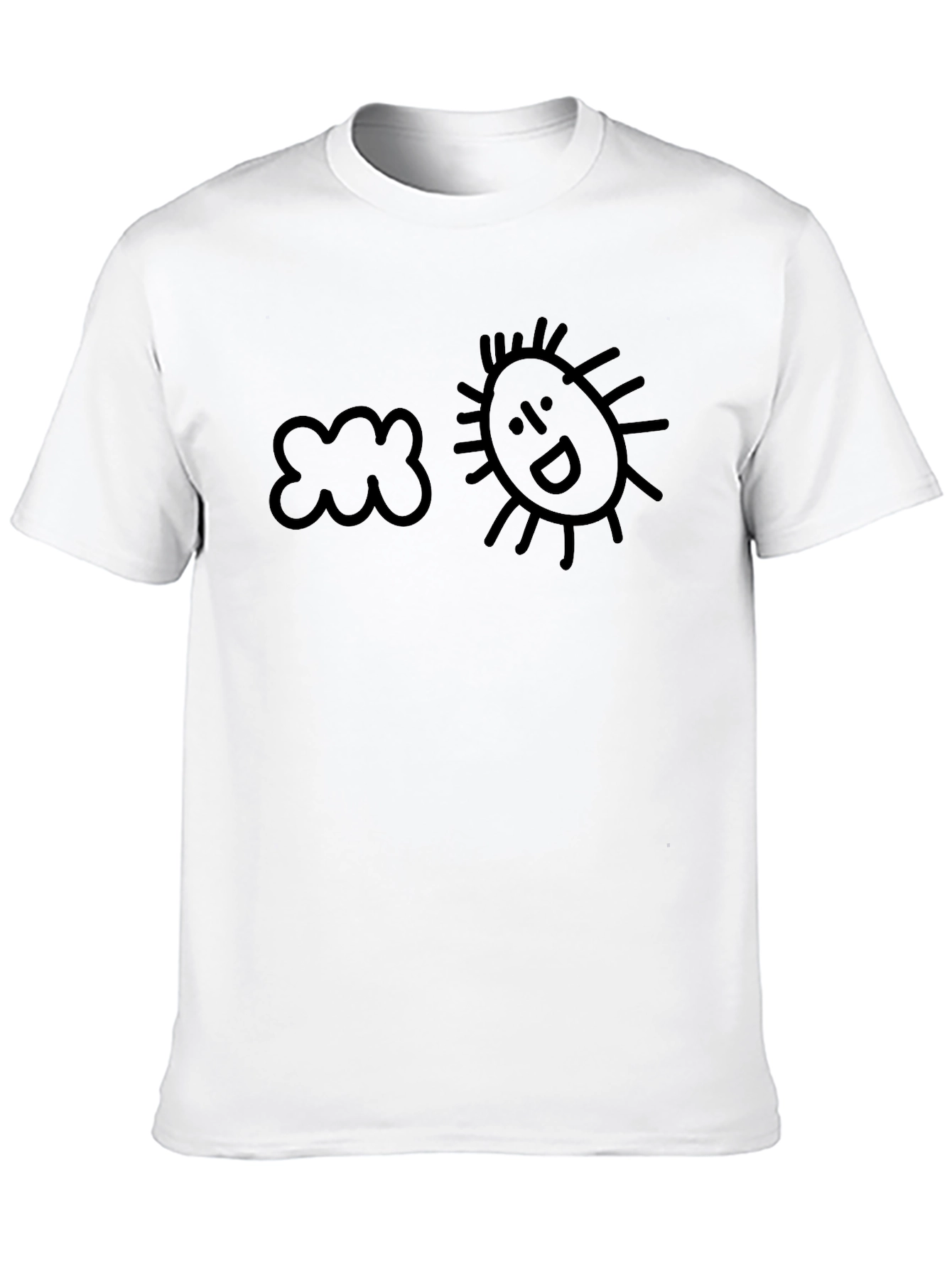 Camiseta Negra Sol y Nube Estilo Doodle